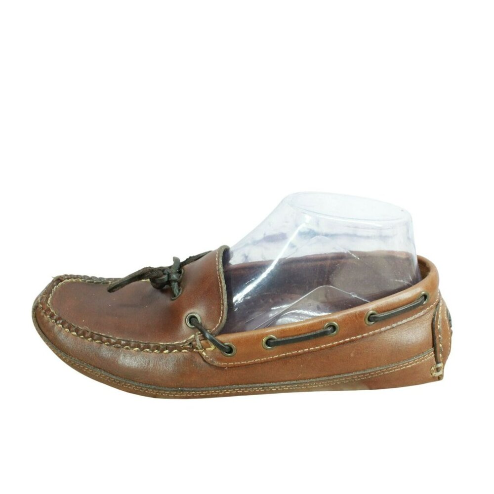 Traveler Brown Leather Slip-on Comfort Boat Loafer Shoes Size 8